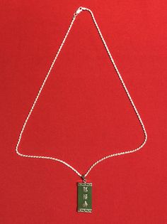 Beautiful Green Rectangular shape 1.18 x 0.625 inch Jade Sterling Silver Chinese Characters and Bezel with 20 in 2MM Sterling Sliver Diamond Cut Rope Chain from our personal collection of vintage jewelry Free priority Maill 2-3 Day shipping Rectangular White Gold Chain Jewelry, Engraved Silver Rectangular Jewelry, Anniversary Rectangular Necklace With Adjustable Chain, Rectangular Sterling Silver Chain Jewelry, Rectangular Silver Chain Necklace For Gifts, Silver Jewelry With Engraved Rectangular Links, Silver Engraved Jewelry With Rectangular Links, Rectangular Silver Jewelry, Silver Necklaces With Engraved Rectangular Links