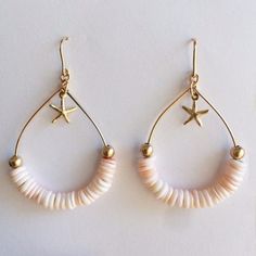 Wire Earring, Preppy Jewelry, Seashell Jewelry, Earrings Inspiration, Homemade Jewelry, Handmade Beaded Jewelry