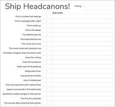 the printable ship headcamons list is shown in black and white, with text on