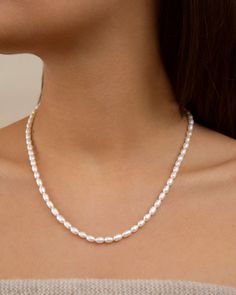 A slim row of charmingly asymmetrical natural baroque pearls, giving the classic pearl necklace a welcome update. Classic Pearl Necklace, Baroque Pearl Necklace, Ring Size Guide, Wide Bands, Baroque Pearls, Accessories Bracelets, Earring Necklace, Ring Earrings, Necklaces Bracelets