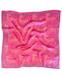 A scarf that will make your wardrobe tickled pink :) Materials/Sizing FAQ's 26" x 26" - Perfect for hair, purse, or neck ties. 36" x 36" - Great for shawls or scarf tops. Can also be double wrapped for a thicker neck scarf! Elegant Pink Rectangular Silk Scarf, Trendy Pink Scarves One Size, Pink Rectangular Silk Scarf, Trendy Pink Scarves, Trendy Pink Silk Scarf Gift, Trendy Pink Silk Scarf As Gift, Trendy Pink Silk Scarf, Pink Silk Shawl For Spring, Elegant Pink Square Scarves