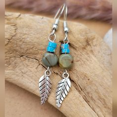 Adorable Boho, Southern, Ethnic Tropical, Summer Earrings Great To Wear On Summertime, Festival, Party, Vacation, Holiday, Banquet, Beach Or Everyday Wear. These Earrings Are Made With Stainless Steel Feather Charm, Indian Agate Rondelle Stone, Turquoise Rondelle Stone And 925 Sterling Silver Hook Earrings. Excellent As A Unique Gift For Friends, Sister, Wife, Mother, Daughter, Teacher Or Any Lady In Your Life! Details: Materials: Sterling Silver, Stainless Steel Feather Charm, Indian Agate Ston South Western Jewelry, Hoop Earring Charms, Turquoise Bohemian Jewelry With Feathers, Bohemian Turquoise Jewelry With Feathers, Adjustable Turquoise Jewelry With Feathers, Bohemian Turquoise Beaded Earrings For Gifts, Bohemian Turquoise Beaded Earrings As Gift, Boho Tassel Keychain, Turquoise Gemstone Earrings