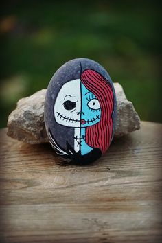 Nightmare Before Christmas Rock Painting, Easy Jack Skellington Painting, Sally Rock Painting, Jack Skellington Rock Painting, Halloween Painting Nightmare Before Christmas, Jack And Sally Acrylic Painting, Custom Wands