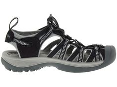 Keen Whisper Women's Sandals Black/Neutral Gray Comfortable Sport Sandals With Ortholite Insole For Outdoor Activities, Lightweight Sporty Sandals For Outdoor, Lightweight Sporty Sandals For Outdoor Activities, Sport Sandals With Rubber Sole For Outdoor Activities, Black Sporty Hiking Sandals, Lightweight Synthetic Sport Sandals For Hiking, Lightweight Synthetic Sport Sandals For Outdoor Activities, Waterproof Adjustable Sport Sandals, Adjustable Waterproof Sport Sandals