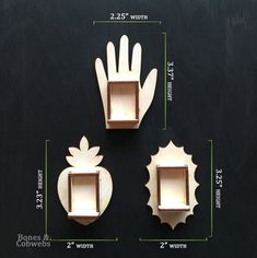 three pieces of wood are shown with measurements for each piece and the other part is made out of plywood