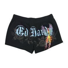 Elevate Your Wardrobe With These Rare Ed Hardy Butterfly Eagle Bird Shorts For Women. The Black Sweat Shorts Feature A Unique Butterfly Theme, Perfect For Those Who Love To Stand Out. The Size Xs Is Designed For Regular Fit And Is Suitable For Women Of All Ages. The Brand Eagle Is Known For Its Quality Products, Making These Shorts A Must-Have For Any Fashion Enthusiast. The Shorts Are Categorized Under Clothing, Shoes, And Accessories, Specifically Under Women's Clothing And Shorts. Add These S