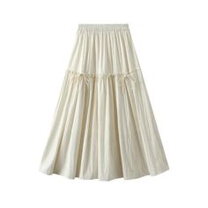 Indulge in the elegance of the Fashion Casual Skirt with a Korean Style Bow. This high-waisted, mid-length skirt is both stylish and versatile. Crafted from a blend of cotton and polyester, it ensures comfort with a slight stretch. The A-line silhouette provides a flattering fit for all body types. The charming bow detail at the waist adds a touch of sophistication. This skirt features a solid pattern that seamlessly matches any top. Perfect for any occasion, it offers a timeless look that never Elegant Solid Color Maxi Skirt For Spring, High Waist Beige Maxi Skirt, Elegant Beige Tiered Skirt Bottoms, Chic Solid Cotton Maxi Skirt, Chic High-waist Beige Maxi Skirt, Chic Beige High Waist Maxi Skirt, Chic Beige High-waist Maxi Skirt, Elegant Cotton Maxi Skirt For Spring, Beige Solid Color Maxi Skirt For Summer