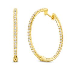 Elevate your style with our Classic In/Out Diamond Hoop Earrings. The timeless design features dazzling diamonds both inside and out, adding a touch of luxury to any outfit. You'll effortlessly stand out and shine from every angle. Brilliant Cut Hoop Earrings, Classic Diamond Hoop Earrings, Classic Diamond Hoop Earrings With Diamond Accents, Hoop Diamond Earrings With Pave Setting, Timeless Gold Hoop Diamond Earrings, Timeless Hoop Earrings With Diamond Accents, Diamond Hoop Earrings With Prong Setting, Timeless Gold Diamond Hoop Earrings, Classic Diamond White Hoop Earrings