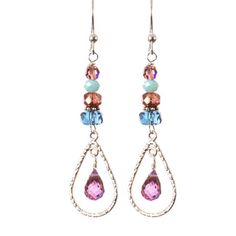 Sweet, delicate Julie. Always feminine, our Julie style earring features cascading vivid gemstones down to a delicate caged teardrop. Length: 1.75″