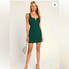 Never Worn. V Cut In Front. Key Hole In Back With Two Buttons On Top. True Color Is Hunter Green. Backless Bodycon Dresses, Green Mini Dress, Bodycon Midi Dress, Bodycon Midi, V Cut, Key Hole, Midi Dress Bodycon, The Dance, Dance Floor