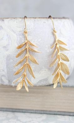 Leafy Gold Branch Earrings Long Gold Earrings Dangle | Etsy Small Diamond Rings, Beautiful Diamond Earrings, Gold Branches, Branch Earrings, Modern Womens Fashion, Long Gold Earrings, Platinum Earrings, Bridesmaid Accessories, Gold Leaves