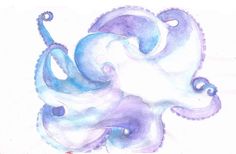 an octopus drawing with blue and white colors