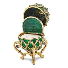 Bejeweled Pewter Green, Gold Tone Color Enamel Finish with Crystal Stones ROYAL COACH with Ring Holder and Coach Inside Egg also comes with 18-inch necklace pendant and gift boxed Formal Green Enamel Jewelry, Luxury Green Enamel Jewelry, Green Enamel Wedding Jewelry, Green Enamel Jewelry For Wedding, Green Metal Collectible Jewelry, Luxury Green Collectible Jewelry, Green Rhinestone Jewelry For Gift, Victorian Rhinestone Jewelry Gift, Victorian Rhinestone Jewelry For Gifts