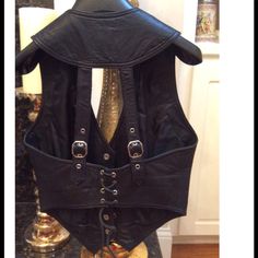 Reposhing This Item I Purchased From @Vaganoff. Loved It, But Ready To Rotate For Something New. Questions? Leave A Comment Below! Fitted Gothic Leather Jacket, Fitted Biker Vest For Fall, Chic Black Leather Vest, Vest Women, Leather Vest, Design Inspo, Womens Vest, Leave A Comment, Something New