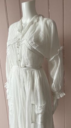 Elegant White Cotton Prairie Dress, Long Sleeve Cotton Dress With Broderie Anglaise, Cottagecore Victorian Dress With Long Sleeves, Cotton Long Sleeve Victorian Cottagecore Dress, White Cotton Long Sleeve Vintage Dress, Cotton Victorian Dress With Long Sleeves In Cottagecore Style, White Long Sleeve Cotton Vintage Dress, Bohemian Cotton Dress With Lace Collar, Long Sleeve Cotton Pastoral Dress