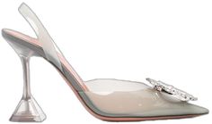 Luxury High Heels With Translucent Outsole, Luxury Evening Heels With Transparent Straps, Elegant Evening Heels With Transparent Straps, Formal Clear Slingback Heels, Clear Slingback Heels For Formal Occasions, Elegant Clear Heels With Heel Strap, Elegant Evening Heels With Clear Strap, Designer Clear Heels For Evening, Designer Clear Heels For Formal Occasions