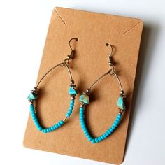 Turquoise Beaded Dangle Earrings New Lightweight