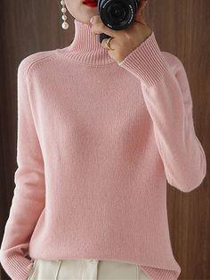 Women's Pullover Sweater Jumper Stand Collar Ribbed Knit Knitted Fall Winter Outdoor Daily Holiday Fashion Streetwear Casual Long Sleeve Solid Color Black White 2024 - $25.99 Cheap Sweaters Online, Streetwear Casual, Sweater Jumper, Pullover Sweater Women, Fashion Streetwear, Black White Pink, Mode Streetwear, Solid Tops, Jumper Sweater