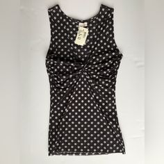 Sweet Pea Nwt Women’s Size Medium Vintage Black With White Dots Twisted Front V-Neck Top. Lightweight. Nylon. Mesh Type Fabric. Please See Pics. Great For When You Need A Little More Shoulder Coverage! Excellent New Condition! Stretch Polka Dot Summer Tops, Stretch Polka Dot Tops For Summer, Summer Stretch Polka Dot Tops, Twist Front Top, Twist Front, Sweet Pea, V Neck Tops, Peas, Vintage Black