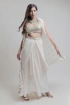 Shop for Neha and Tarun Beige Shantoon Embroidered Skirt Set for Women Online at Aza Fashions Glamorous Draped Sets With Sequins, Glamorous Draped Sequin Sets, Fitted Hand Embellished Draped Lehenga, Sequined Draped Lehenga, Draped Sequin Sets For Wedding, Draped Sequin Wedding Set, Draped Wedding Sets With Sequins, Embroidered Draped Choli For Wedding, Wedding Embroidered Draped Choli