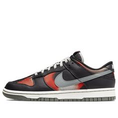 The Nike Dunk Low ‘Graffiti Pack - Black Red’ is a one-of-a-kind sneaker with details that will have heads turning. This iteration of the classic Nike Dunk sports a visually appealing black leather upper, featuring contrasting white rubber midsoles and reflective silver "3M Swooshes" on the sides. Take note of the hallmarks of this design – on the canvas and mesh toe, as well as on the ankle and side panels you’ll find an extraordinary graffiti motif for an extra touch of character and flair. Me Urban Red Custom Sneakers For Streetwear, Red Urban Custom Sneakers For Streetwear, Black Sneakers With Red Sole For Skateboarding, Black Custom Sneakers With Red Sole For Skateboarding, Black Sneakers With Graphic Print For Skateboarding, Black Graphic Print Sneakers For Skateboarding, Sporty Black Custom Sneakers With Graphic Print, Black Casual Custom Sneakers With Graphic Print, Casual Black Custom Sneakers With Graphic Print