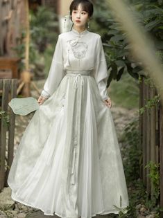 ❤︎Sapphire Fan China Embroidered Skirt Top Suit❤︎ Embroidered Full Skirt For Wedding, Elegant Long Skirt Set, Embroidered Tiered Skirt Wedding Dresses, Embroidered Flowy Wedding Skirt, Traditional Tiered Skirt Dress For Spring, Traditional Spring Dresses With Tiered Skirt, Full Skirt With Floral Embroidery For Wedding, Embroidered Flared Skirt For Wedding, Elegant Long Skirt Set For Wedding