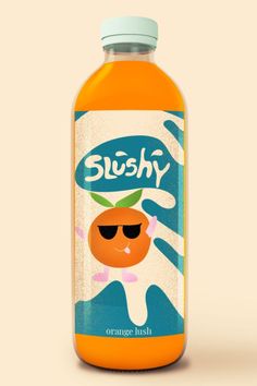 #juice #branding #slushy #packaging #labeldesign #graphicdesign #design #illustration #cartoon #freshjuice #brandingdesign #adobe #illustrator #photoshop Kids Juice Packaging, Orange Juice Brands, Fruit Juice Brands, Fruit Juice Packaging, Graphic Designer Studio, Juice Logo, Smoothie Shop, Kids Juice, Bottle Drawing