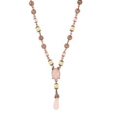 Rose Gold Faux Pearl Rose Quartz Y Necklace 16" + 3" Extender Vintage Jewelry Antique, Jewelry Rose Gold, Chic Fashionista, 1928 Jewelry, Pearl Rose, Vintage Inspired Jewelry, Y Necklace, Rose Quartz Necklace, Rose Gold Chain