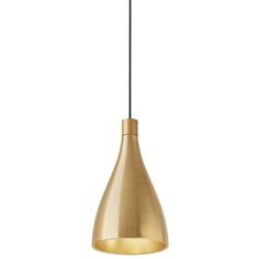 a gold colored pendant light hanging from a ceiling