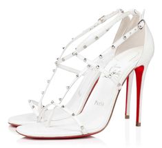 #ad Find ideas and inspiration for Christian Louboutin Riojana Spikes 100 White Ankle Strappy Sandal Heel Pump 38, Fashion Women's Shoes Strappy Sandals Heels, Sandal Fashion, Christian Louboutin Shoes, Strappy Sandals, Leather Material, Christian Louboutin Pumps, Pumps Heels, Red Leather, Shoes Women Heels