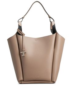 beige leather debossed logo to the front logo charm silver-tone hardware single top handle hook fastening main compartment multiple internal slip pockets Tods Bag, Debossed Logo, Chanel 2, Demi Fine Jewelry, Brands Luxury, Summer Beach Wear, Fine Earrings, Ballet Flat Shoes, Pump Sandals