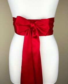 "Bright Red Sash, Red Satin Sash  Holiday Sash, Christmas Red Sash  Dress Sash Belt, Wrap Belt  Red Obi Belt, Wedding Sash Bridal  Satin Swank Make this Satin Swank® reversible waist sash the perfect finishing touch for your wedding, bridesmaid, or special occasion dress, or just the right piece to add instant polish to your dress or top.  This extra long version is 3.5 inches wide, 120 inches long, and will wrap around most waist sizes two times with a generous length remaining to tie in a bow Red Satin Christmas Dress, Elegant Ribbon Sashes As Gifts, Satin Bridal Belt For Party, Red Satin Holiday Dress, Satin Ribbon Sash For Evening, Satin Ribbon Sashes For Evening Wear, Satin Ribbon Bridal Belt For Parties, Evening Sash With Satin Bow, Satin Sashes With Satin Bow For Evening