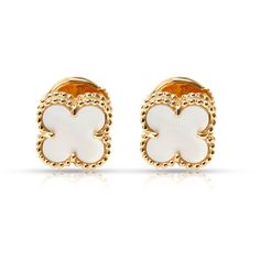 Van Cleef & Arpels Sweet Alhambra Mother-Of-Pearl Earrings In 18k Yellow Gold Earring / Yellow Gold Van Cleef &Amp; Arpels Gold Van Cleef, Gold Vans, Yellow Gold Color, Mother Of Pearl Earrings, Van Cleef Arpels, Gold Earring, Yellow Gold Earring, Van Cleef, Christmas List