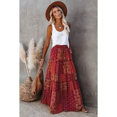 Season:Spring   Fall; Fabric:Polyester; Dress Length:Maxi; Gender:Women's; Style:Boho,Fashion; Occasion:Casual Daily,Holiday; Fit Type:Loose Fit; Pattern:Graphic; Design:Print,Ruffle; Pants Type:Skirt,Swing; Front page:FF; Listing Date:02/15/2022; Production mode:External procurement; Length:; Waist:; Pants Length:Long Bohemian Style Skirts, Stile Boho Chic, Look Boho Chic, Boho Mode, High Waist Long Skirt, Bohemian Mode, Tiered Maxi Skirt, Womens Maxi Skirts, Langer Rock