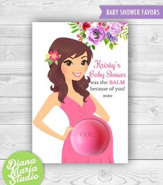 a baby shower card featuring a pregnant girl