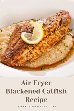 Air fryer blackened catfish on a plate and ready to be eaten. From makeyourmeals.com. Catfish Seasoning Recipe, Healthy Catfish Recipes, How To Cook Catfish, Homemade Blackened Seasoning, Catfish Recipe, Blackened Catfish, Food Substitutions Healthy, Air Fryer Fish Recipes, Catfish Recipes