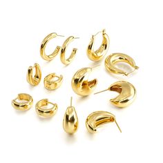 PRICES MAY VARY. 「About Material Craft」Our Chunky Gold Hoops Are Made Of High Quality 14K Gold Plated,Lead and Nickel Free, Hypoallergenic.They Won't Hurt Your Sensitive Ears.It Is Safe and Comfortable to Wear Everyday.High Polished Surface Can Last Color Retention.Don't Worry about Tarnish or Fade Over Time.These Gold Hoops Will Bring you a Better Wearing Experience. 「Suitable Size For Everyone」Gold Hoop Earrings for Women Multipack Which One Order Has 6 Pairs Of Silver Earrings In Different Styles And Sizes, Which Is Beautifully Packaged And Ready for Giving. 「Fashion Gold Hoop Earrings Set」You Will Get 6 Pairs Of Trendy Earrings.These Gold Hoops are a Classic Style That Will Never Go Out Of Fashion. You Can Wear it alone or Wear Several Together. Perfect for all Occasions and Outfits.It Gold Hoops Earrings, Hoop Earrings Chunky, Huggie Earrings Gold, Thick Hoop Earrings, 14k Gold Hoop Earrings, Small Gold Hoop Earrings, Small Gold Hoops, Gold Earrings For Women, Light Weight Jewelry