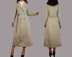 * A long woolen coat, A-line shape, warm and comfortable. * With a long belt, you can tie it what way you like. * Fully lined with two side pockets, closure with buttons. * Coat dress shape,make you look more taller and slimmer. * Material: out shell - 50% wool, 50% polyester; lining - 100% polyester * Care: dry cleanable * Shop sizing chart FYI ( made according to US sizing. actual body figures, not laying flat clothes measurements) Size XS (US 2, UK 6, German 32, French 34, ) Bust: fits bust a Long Wool Coat For Office, Coat Belt, Belt Coat, Full Length Coat, Wool Coat Women, Dress Winter, Wool Trench Coat, Body Figure, Maxi Coat