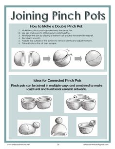 a poster with instructions on how to use pinch pots for crafts and crafts, including an instruction