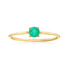 Ross-Simons - .20 Carat Emerald Ring in 14kt Yellow Gold. Size 8. RS Pure. Modern designs that complete your outfit and complement your personality. There's always room for more dainty gemstone rings. Stationed on a small 14kt yellow gold band, a .20 carat emerald adds a subtle touch of color to your favorite stacks. 1/8" wide. Emerald ring. Emerald birthstones are the perfect gift for May birthdays. May Birthdays, Emerald Birthstone, Gold Sign, Ring Emerald, Emerald Color, Ring Pictures, Engagement Ring Cuts, Emerald Stone, Emerald Gemstone