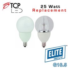 an image of two light bulbs with the caption's top 25 watt replacement