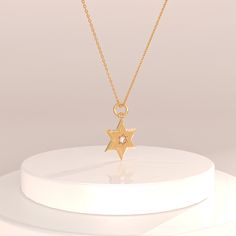 14k Real Solid Gold Minimal Star Of David Pendant Necklace for Women. Tiny Star Religious Charm Layerable Necklace with Yellow White Rose Color Options. Wear it alone or mix and match with other necklaces to attain timeless and dainty look.  Pendant Necklace Details ❥ Gold KT:  14k Solid Gold ❥ Gold Color Options:  Yellow Gold, White Gold, Rose Gold ❥ Pendant, 10.50x8.00 mm ❥ Thickness, 1.25 mm ❥ It can be used with up to 3 mm chains. If you are to use it with a thicker chain, please let us know before you make the purchase. ❥ Ready to Ship in 4-7 Business Days MORE FROM US Pendant and Necklaces: https://etsy.me/3NgqiKb More about my shop: https://etsy.me/3mwMnsA ESSENTIAL INFORMATION 💎 BRENNMORE pieces are handcrafted by 15-30 years of experienced craftsmen and made to order. 🎁 All piec Jewish Star, Star Charm Necklace, Star Of David Pendant, Tiny Star, Rose Gold Pendant, Star Of David, Star Charms, Rose Color, Gold Stars