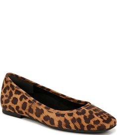 From Vionic&#x2C; the Orienda Suede Leopard Ballet Flats feature:Leopard print suede upperSlip-on stylingModern square toeSynthetic liningRemovable lightweight EVA insertVIO MOTION technology footbedDurable rubber outsoleApprox. 0.375" heel heightImported. Leopard Ballet Flats, Comfortable Stylish Shoes, Suede Ballet Flats, Star Shoes, Current Fashion Trends, Stylish Shoes, Dillard's, Soft Suede, Handbag Accessories