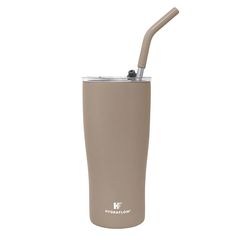 thermos travel tumbler is shown with a straw in it