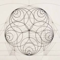 a drawing with lines and circles on it