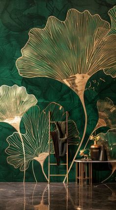 #BEAUTY ,#REALATIONSHIPS #Fashion #Outfits #SUMMER Outfits #Animals Green Leaf Mural, Ginkgo Leaf Wallpaper, Mural Wall Painting, Leaf Mural, Leaf Wall Mural, Modern Vintage Art, Room Wallpaper Designs, Peel And Stick Mural, Industrial Wallpaper