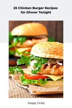 A chicken burger with lettuce, tomato, and cheese on a sesame seed bun presented on a rustic wooden surface. Chicken Burger Patties, Broccoli Slaw Recipes, Grilled Chicken Burgers, Ground Chicken Burgers, Chicken Parmesan Sliders, Burger Side Dishes, Homemade Tzatziki Sauce, Chicken Burgers Recipe, Chicken Sandwich Recipes