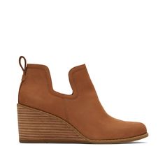 Womens Kallie Tan Leather Wedge Boots Cutout Boots, Birthday Board, Fall Clothes, Birthday Wishlist, Leather Products, Kids Sandals, Womens Toms, Leather Wedges, Wedge Boots