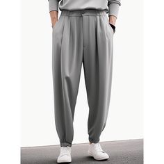 Season:Spring   Fall,Winter; Fabric:Polyester; Gender:Men's; Style:Fashion,Casual; Occasion:Outdoor,Going out,Daily; Fit Type:Regular Fit; Function:Comfort,Soft,Breathable; Waistline:Mid Waist; Pattern:Plain; Design:Pocket; Pants Type:Suit Pants,Pleated Pants,Trousers,Dress Pants; Front page:FF; Listing Date:11/02/2023; Hips:; Length:; Waist: Baggy Solid Color Pants For Business Casual, Baggy Solid Pants For Business Casual, Baggy Business Casual Pants, Solid Color Baggy Pants For Business Casual, Baggy Solid Ankle-length Dress Pants, Stretch Solid Color Dress Pants With Pockets, Gray Non-stretch Dress Pants With Pockets, Baggy Ankle-length Dress Pants, Baggy Ankle-length Dress Pants With Pockets