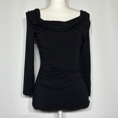 Nwt Black Long Sleeve Blouse Fitted Black Long Sleeve Top For Evening, Black Fitted Top For Evening, Black Fitted Evening Top, Elegant Black Long Sleeve Top For Night Out, Black Casual Tops For Evening, Casual Black Tops For Evening, Black Tops For Evening In Smart Casual Style, Chic Black Long Sleeve Top For Evening, Black Casual Evening Tops